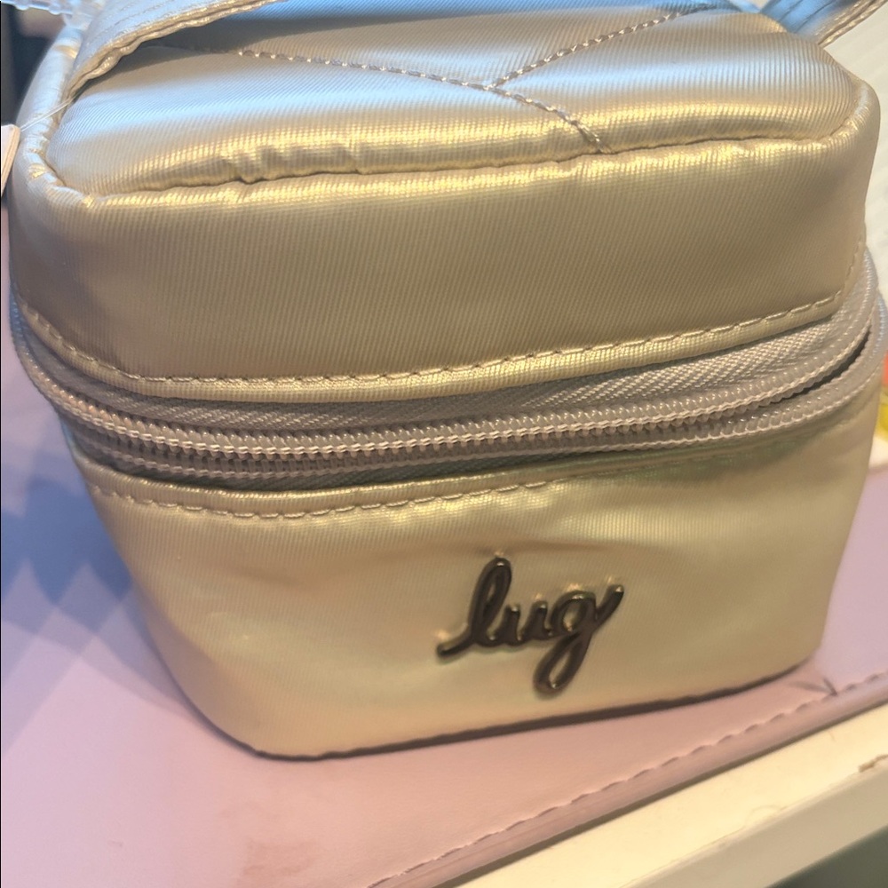 Lug Metallic Silver Quilted Cosmetic Case